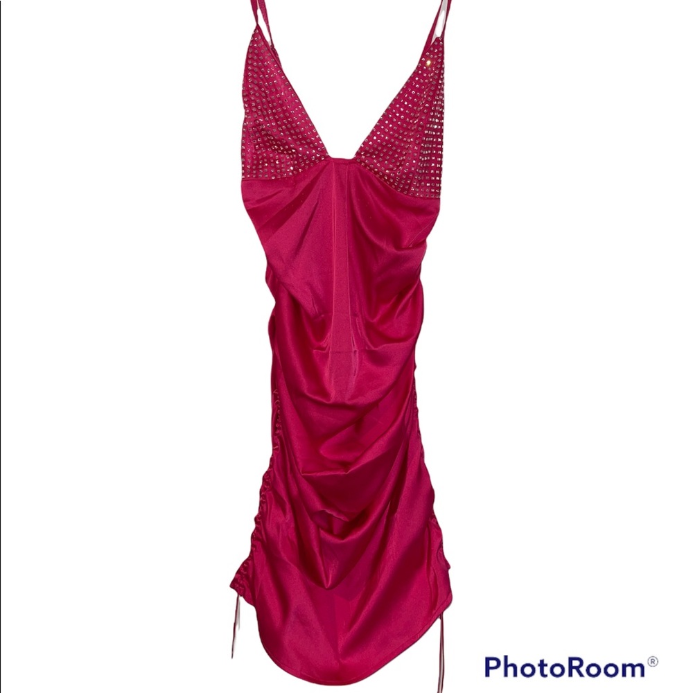 VICTORIAS SECRET FOR LOVE & LEMONS MIRAGE MIRRORED RHINESTONE DRESS HOT PINK 💖